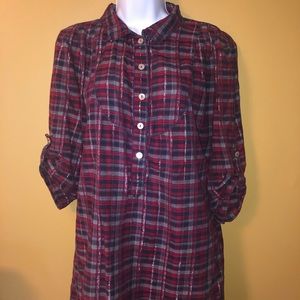 Chelsea Violet Red blue plaid tunic top